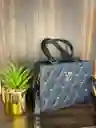 Bolso Negro De Mano Y Manos Libres Con Detalles Dorados