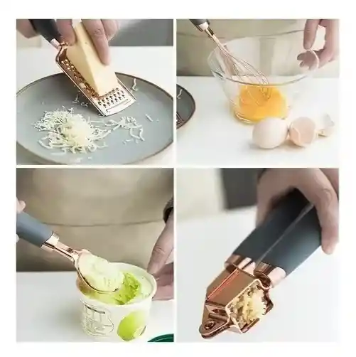 Juego De Accesorios Para Cocina 7 Piezas Oro Rosa Utensilios