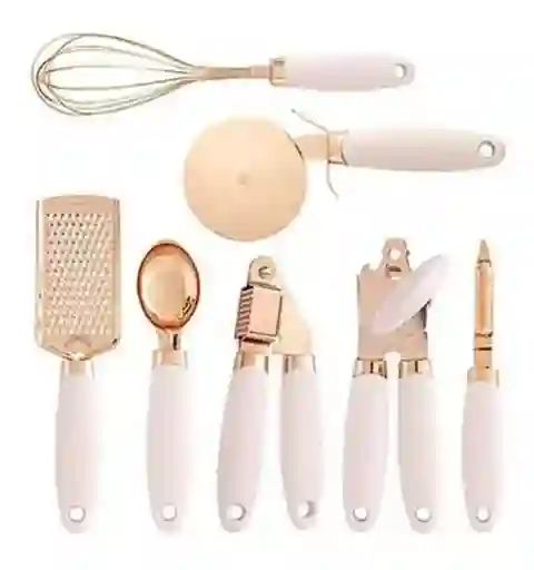 Juego De Accesorios Para Cocina 7 Piezas Oro Rosa Utensilios