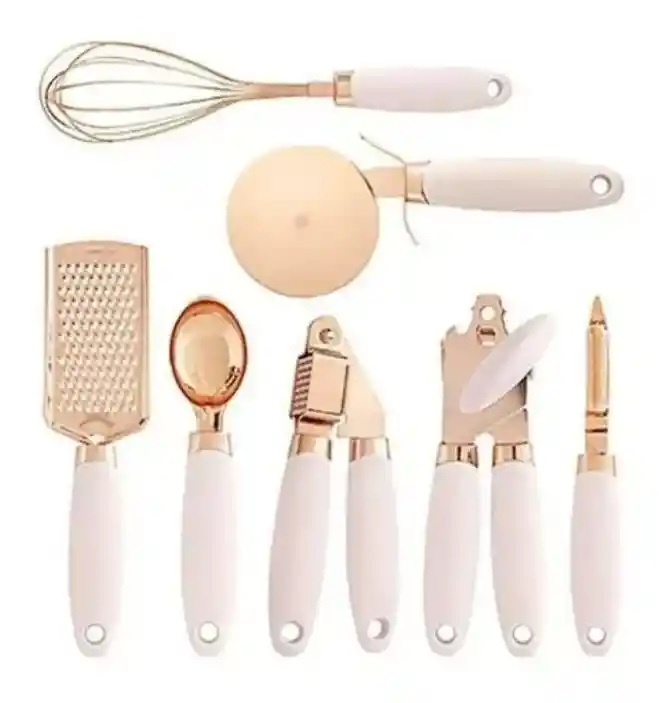 Juego De Accesorios Para Cocina 7 Piezas Oro Rosa Utensilios