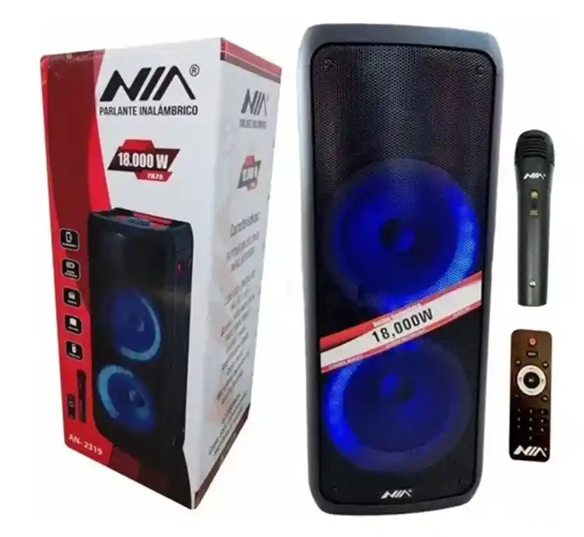 Cabina Sonido Recargable Parlante Nia 18000w Micrófono 2319