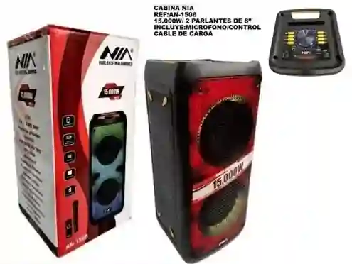 Parlante Cabina Bluetooth Recargable Nia 15000w 8pulg An1508