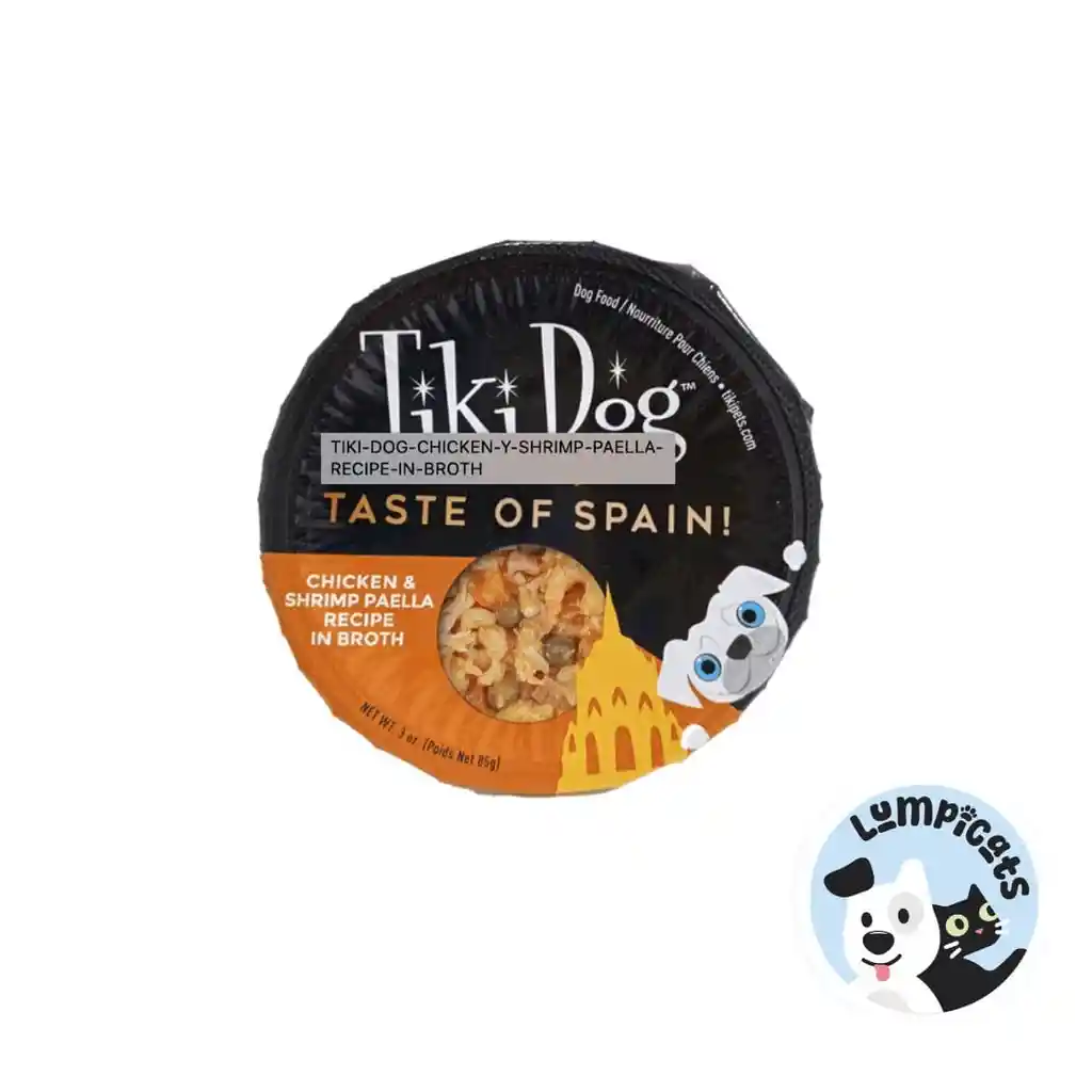 Tiki Dog Petites -taste Of Spain Pollo Y Camaron Paella - 85 Gr - Bandeja Alimento Para Perros