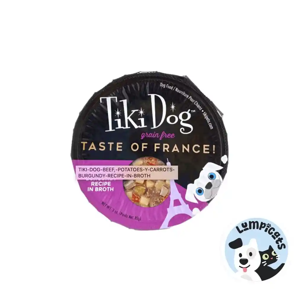 Tiki Dog Petites -taste Of France Carne Burgundy - 85 Gr - Bandeja Alimento Para Perros