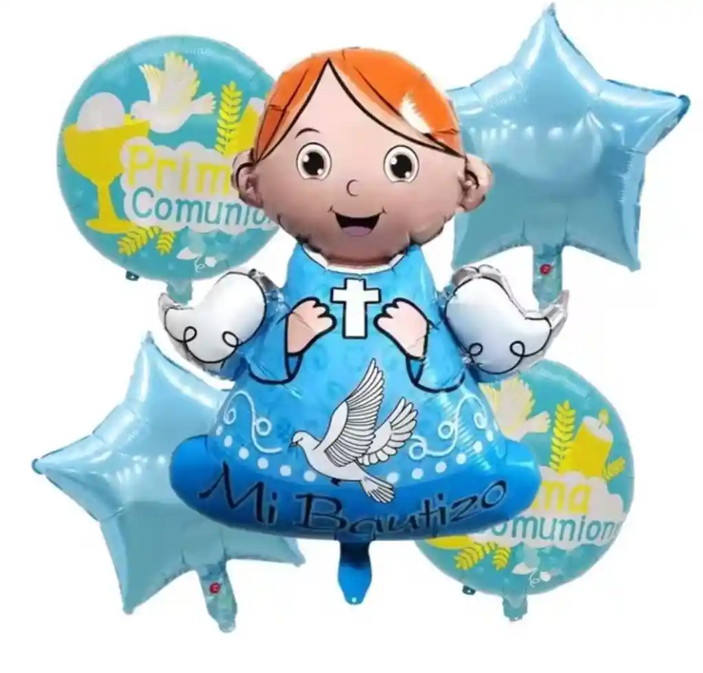 Kit Globos Metalizados Primera Comunion Niño