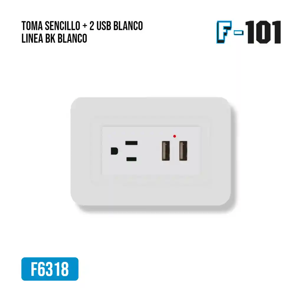 Toma Sencillo + 2 Usb Blanco Linea Bk Blanco