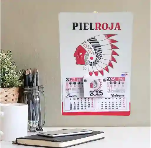 Calendario Almanaque Clásico Piel Roja 2025