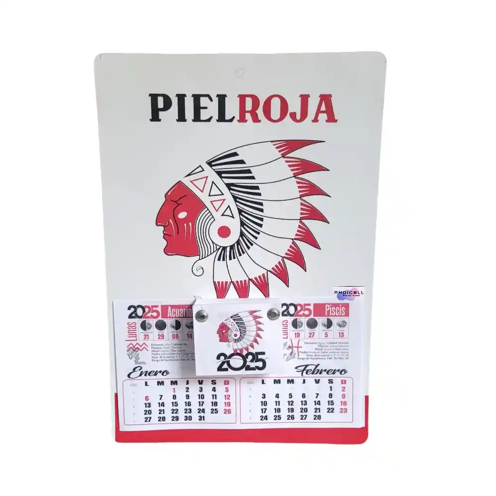 Calendario Almanaque Clásico Piel Roja 2025