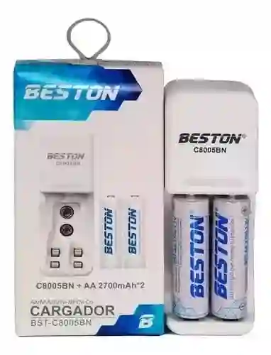 Cargador + 2 Pilas Aa Recargables Beston 2700 Mah / Bst-c8005bn