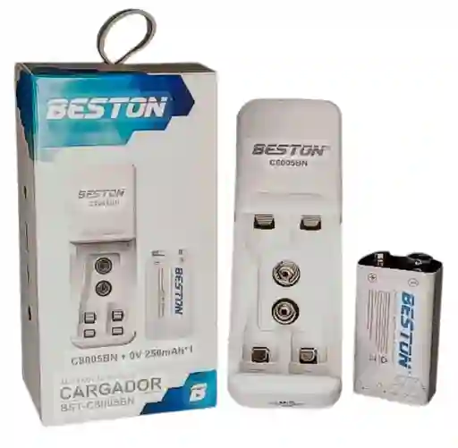Pila 9v 250 Mah *1 Cuadrada Beston + Cargador Bst-c8005bn