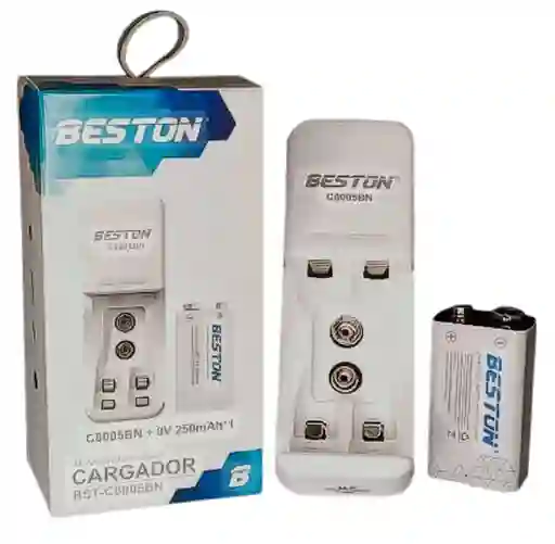 Pila 9v 250 Mah *1 Cuadrada Beston + Cargador Bst-c8005bn