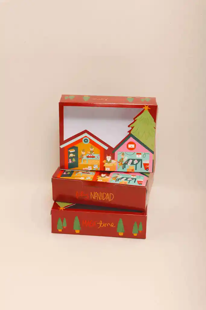 Caja Solapa Acetato Navidad 16x12x4.5 Cm