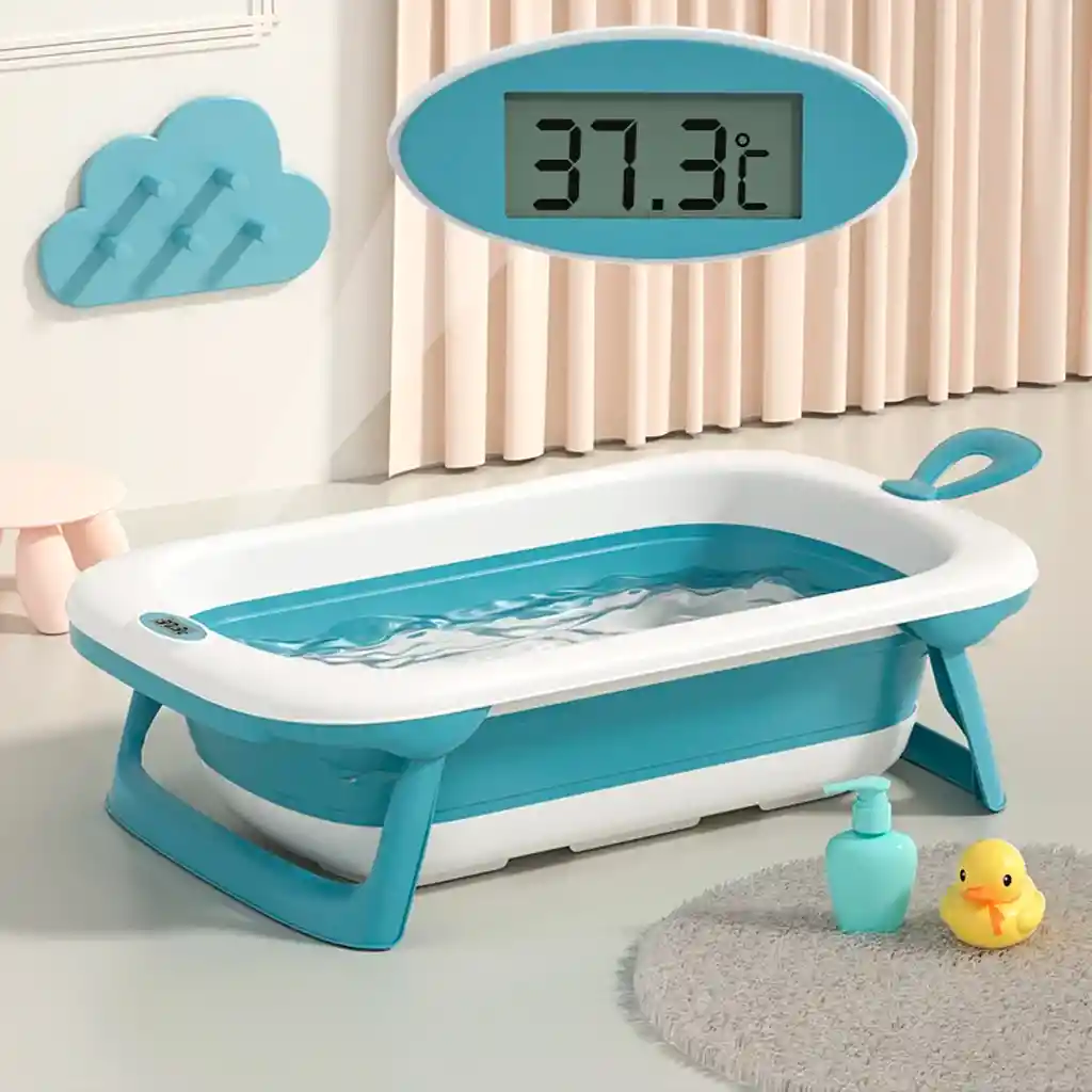 Combo Bañera Plegable, Almohadilla Y Ducha Eléctrica De Patito Para Bebé Maxibaby Rosa