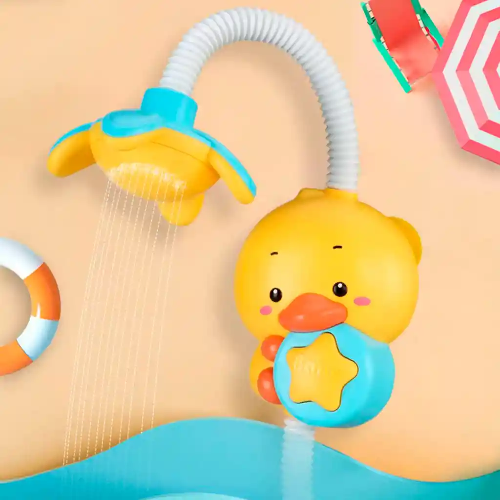 Combo Bañera Plegable, Almohadilla Y Ducha Eléctrica De Patito Para Bebé Maxibaby Rosa