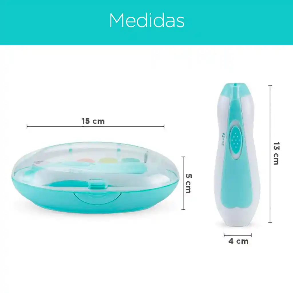 Kit Cortaúñas Eléctrico, Lima Eléctrica Para Bebés Con Cabezales Intercambiables Azul