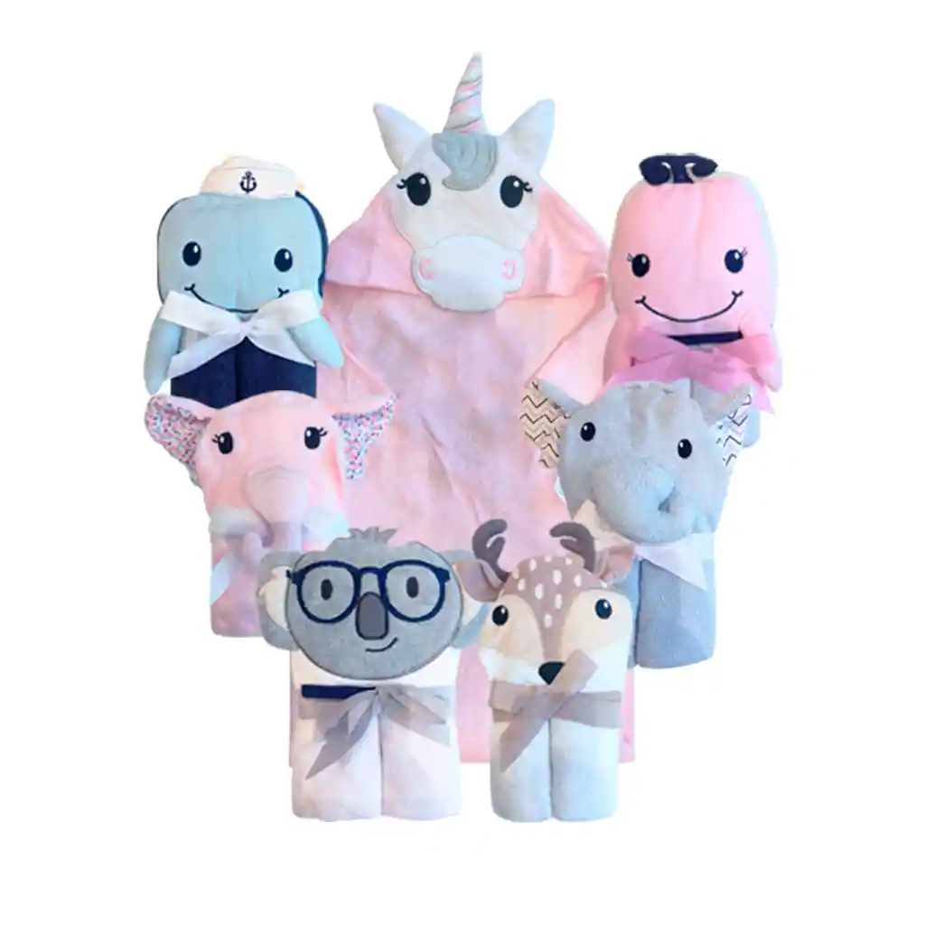 Toalla Con Capuche Para Bebé, 100% Algodón Y Diseño De Animales - Hooded Towel Unicornio