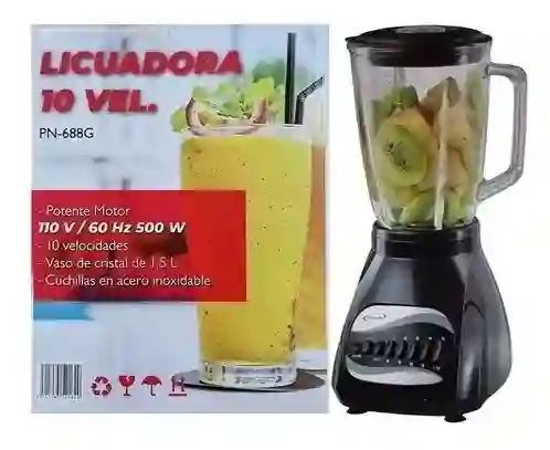 Licuadora 10 Velocidades Negra 1.5 Litros Vaso Cristal Nia