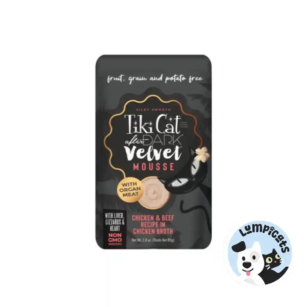 Tiki Cat After Dark Velvet Mousse - Pollo Y Carne En Caldo De Pollo - 80 Gr - Alimento Húmedo Para Gatos