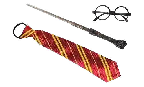 Halloween Set De Harry Potter 3 Pcs (corbata, Gafas, Vara)