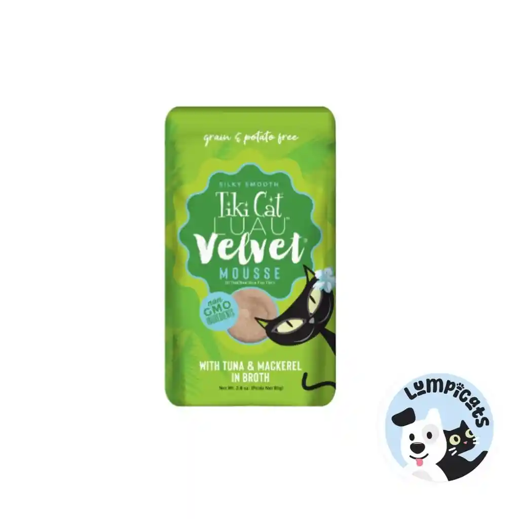 Tiki Cat Luau Velvet Mousse - Atun Y Caballa En Caldo - 80 Gr - Pouch Alimento Húmedo Para Gatos