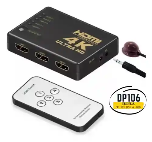 Switch Hdmi 5 Puertos Con Selector Y Control Inalambrico / Splitter / Multiplicador De Video