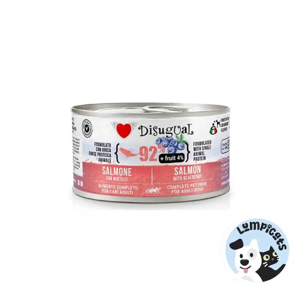 Disugual Dog Fruit - Salmon Y Arandanos Lata Por 150 Gr Alimento Húmedo Para Perros