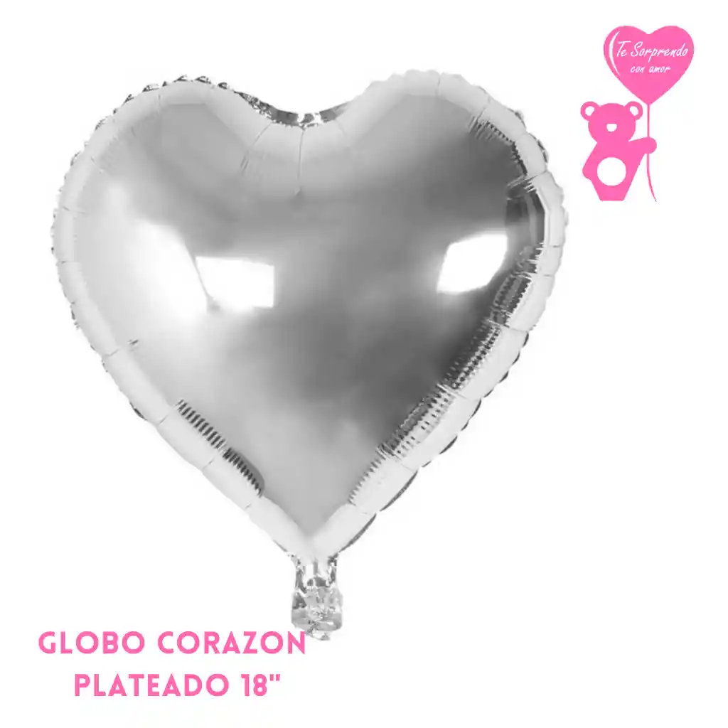 Globo Corazon Plateado 18"