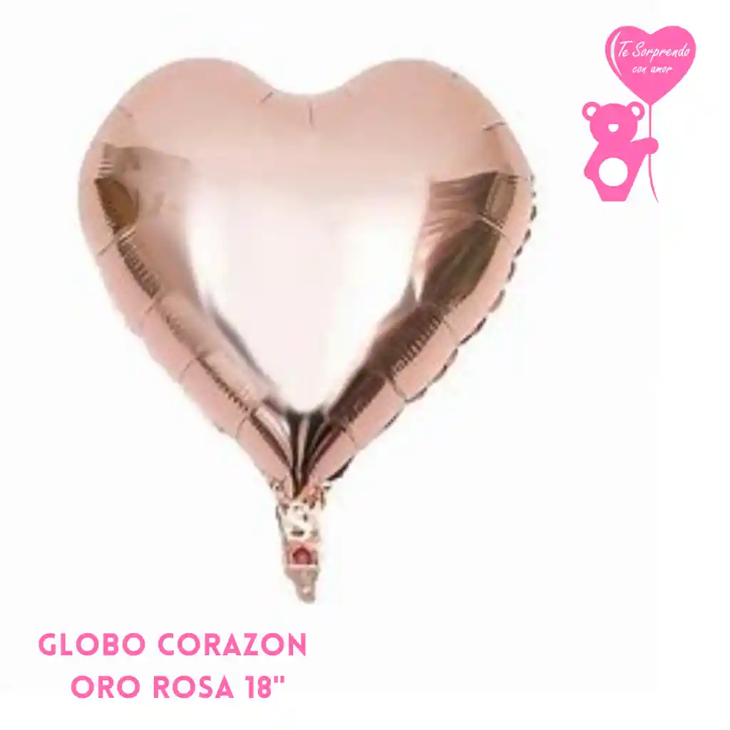 Globo Foil Corazon Oro Rosa 18"