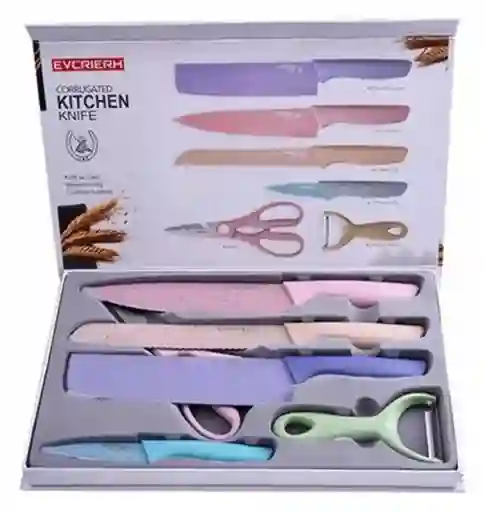 Set De Cuchillos En Cerámica Quitchen 6 Piezas