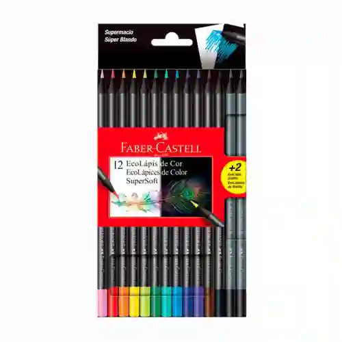 Colores Faber Castell Super Soft X12 + 2 Lápices De Grafito