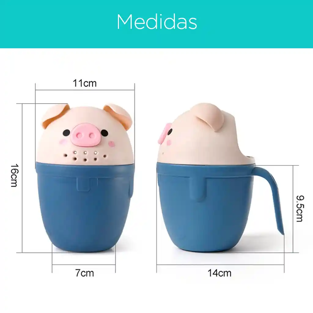 Regadera Didáctica De Cerdito, Material De Alta Calidad Y Diseño Encantador Azul