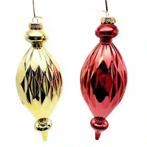 Bolas Finial Navideñas Rojo Dorado 2pzs 20cm Expressions