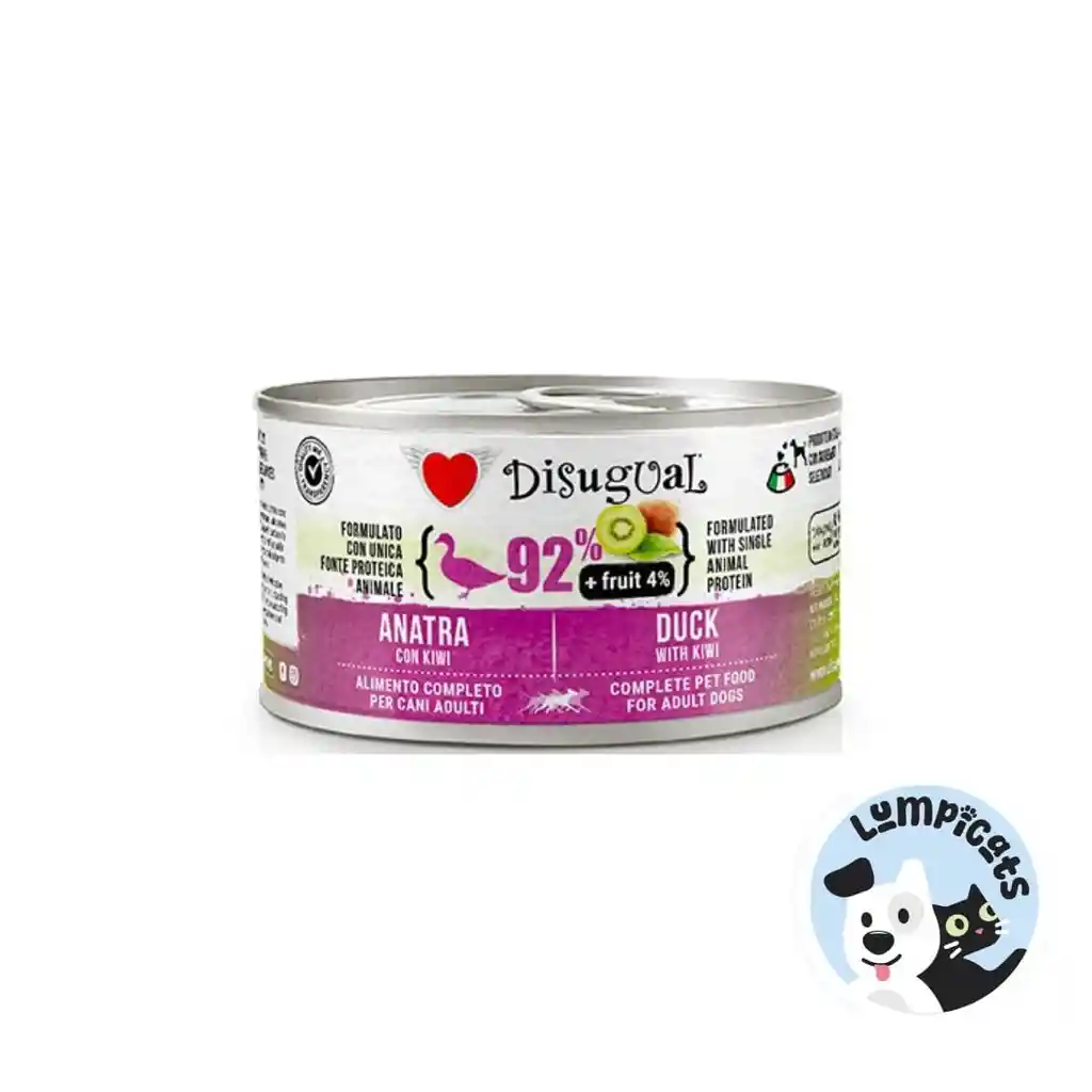 Disugual Dog Fruit - Pato Y Kiwi Lata Por 150 Gr Alimento Húmedo Para Perros