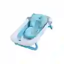 Bañera Para Bebe Plegable Con Termómetro Y Almohadilla Antideslizante Celeste