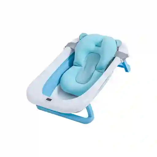 Bañera Para Bebe Plegable Con Termómetro Y Almohadilla Antideslizante Celeste