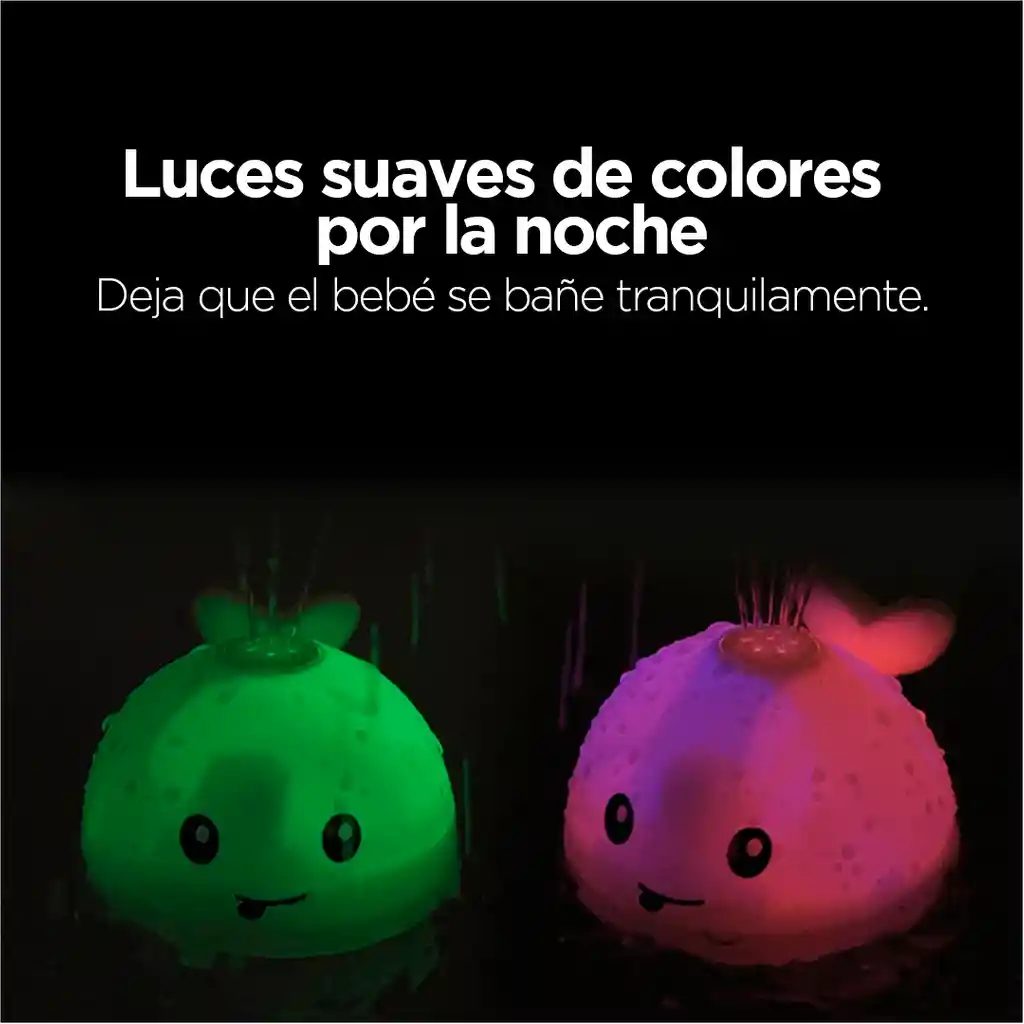 Juguete De Baño Flotante Con Luz Y Aspersor De Agua En Diseño De Ballena Colores Neutros Blanco