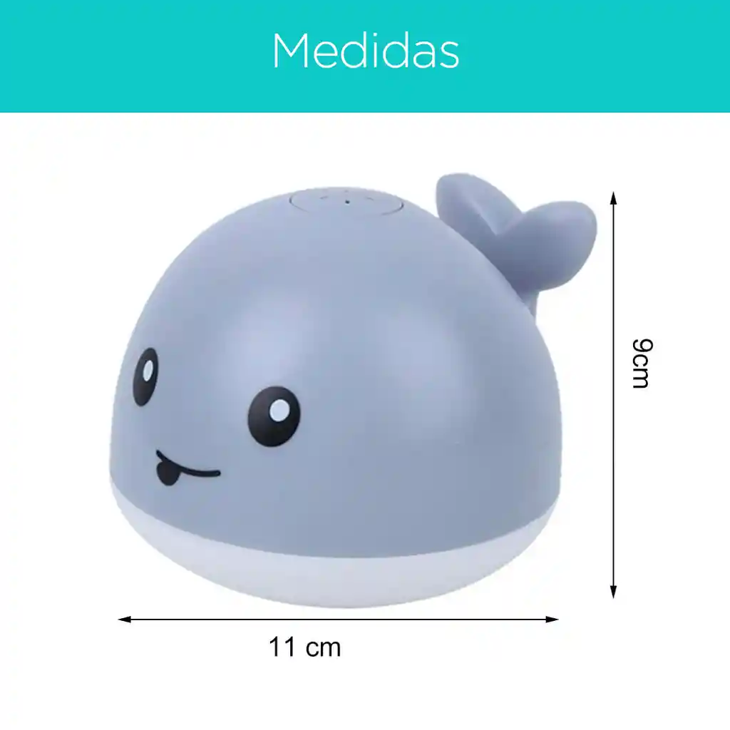 Juguete De Baño Flotante Con Luz Y Aspersor De Agua En Diseño De Ballena Colores Neutros Blanco