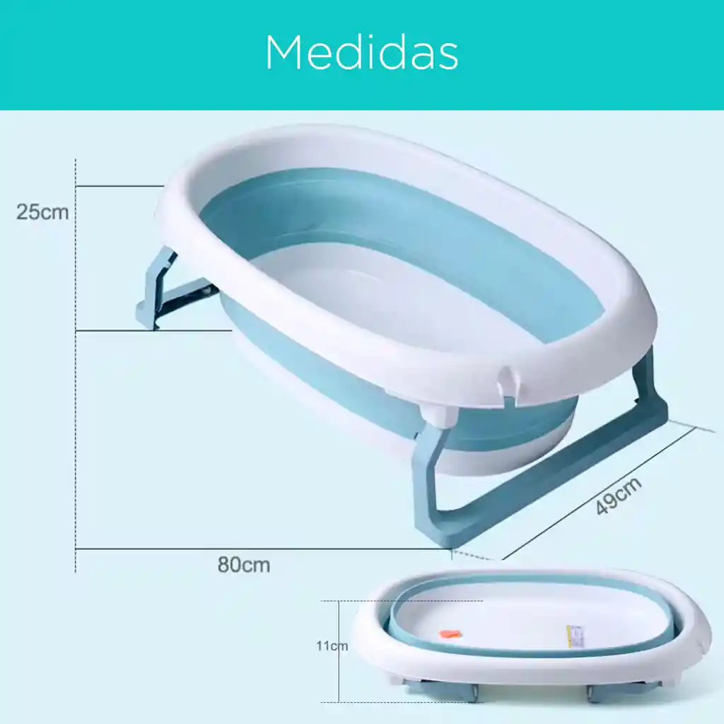 Bañera Plegable Ovalada, Con Tapón Para Agua, Durable Y De Gran Tamaño Azul