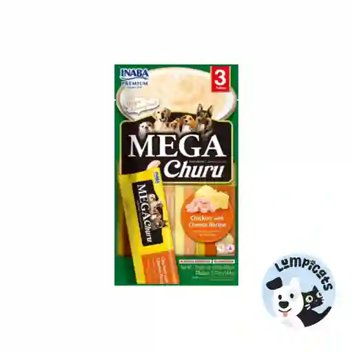 Inaba Dog Snack Mega Churu 3 Piezas - Pollo Y Queso 144 Gr Alimento Para Perros