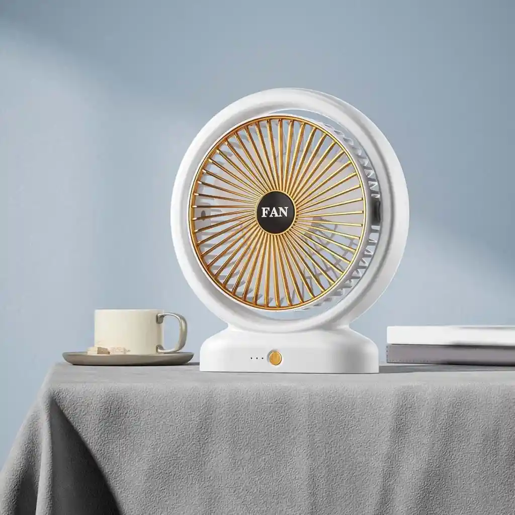 Ventilador De Escritorio Recargable, Mini Ventilador De Mesa Con Luces De Colores, Potente Ventilador Eléctrico Con 3 Velocidades De Viento Ajustables, Ventilador Usb Portátil