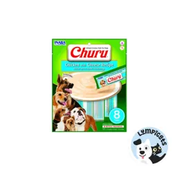 Inaba Dog Snack Churu 8 Piezas - - Pollo Y Queso 160 Gr Alimento Para Perros