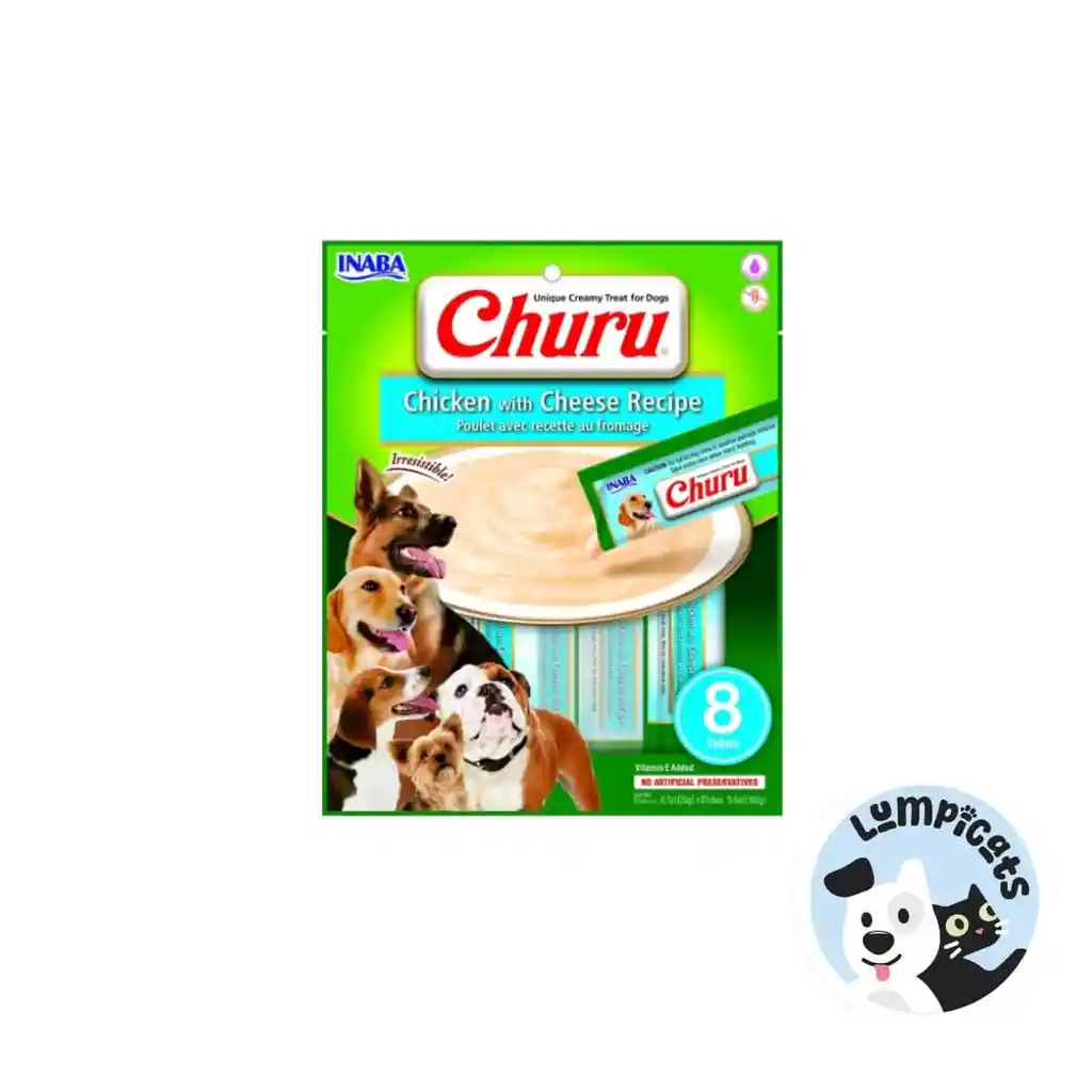 Inaba Dog Snack Churu 8 Piezas - - Pollo Y Queso 160 Gr Alimento Para Perros