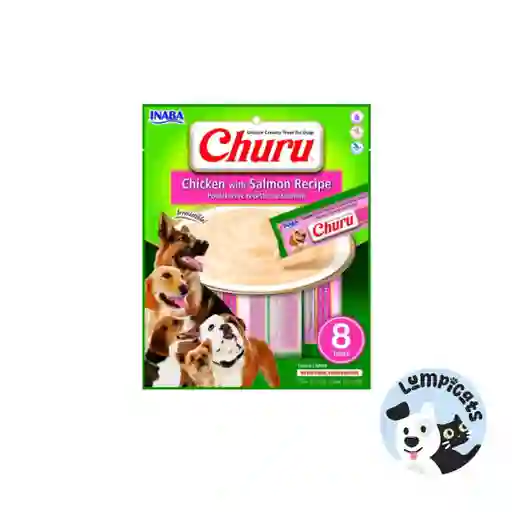 Inaba Dog Snack Churu 8 Piezas -pollo Y Salmon 160 Gr Alimento Para Perro