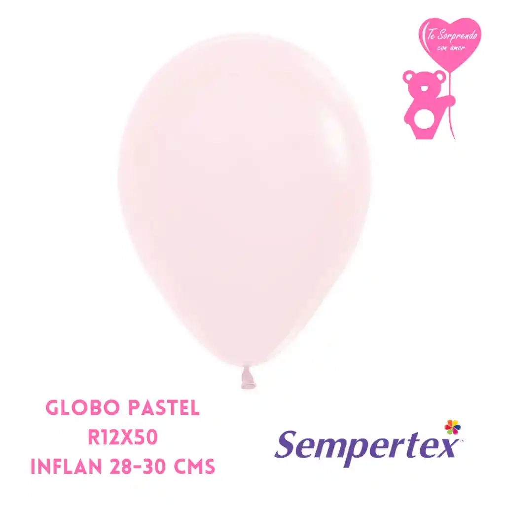 Globo O Bomba Pastel Mate Rosado R12x50