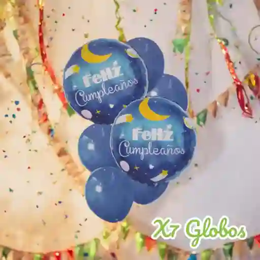 Bouquet X7 Globos Fiesta Feliz Cumpleaños