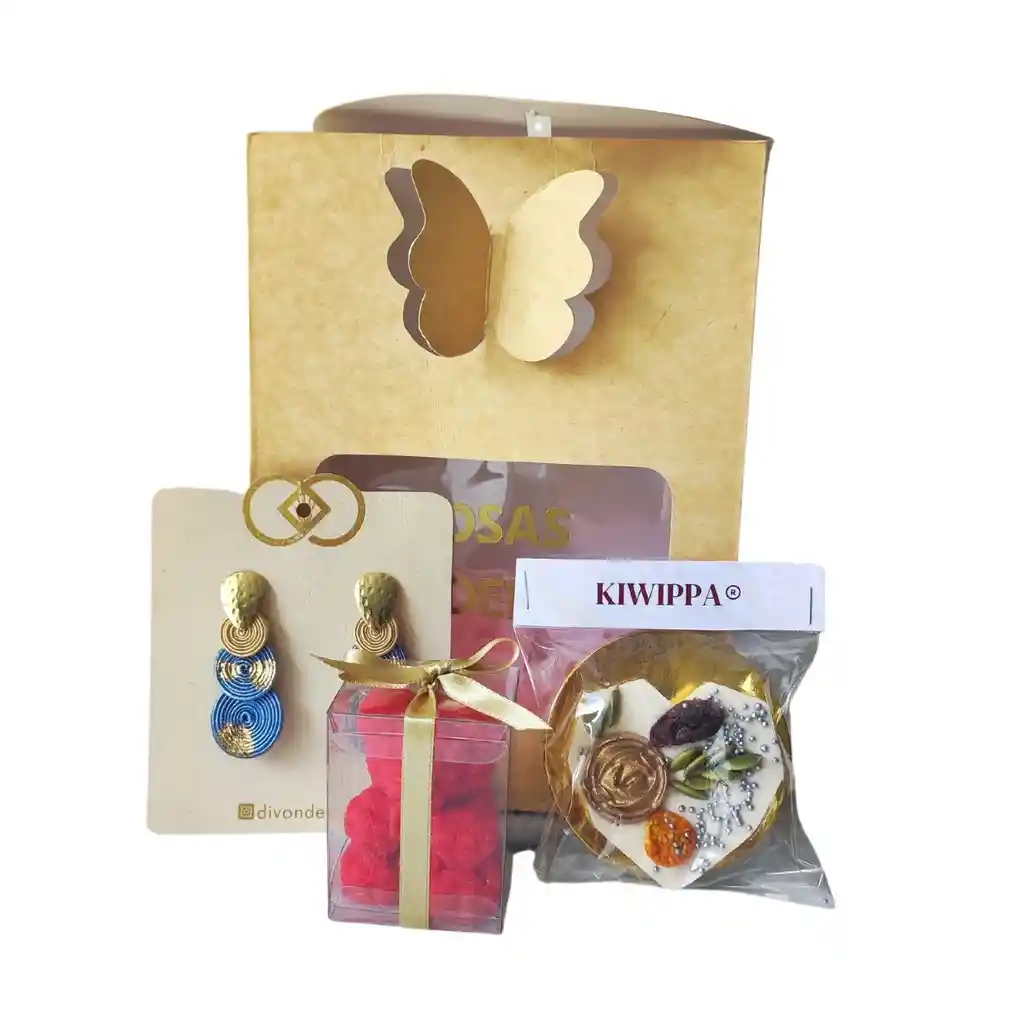 Kit Regalo Vela, Aretes De Diseño Y Chocolate Gourmet