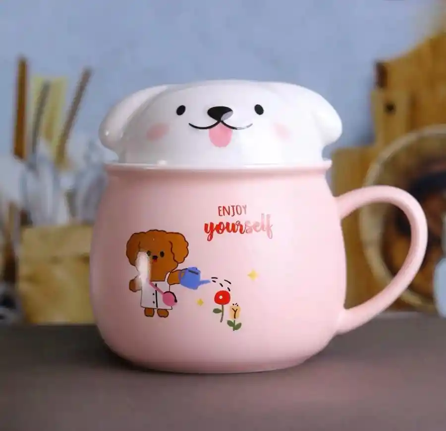 Mug Pocillo Perritos Con Tapa