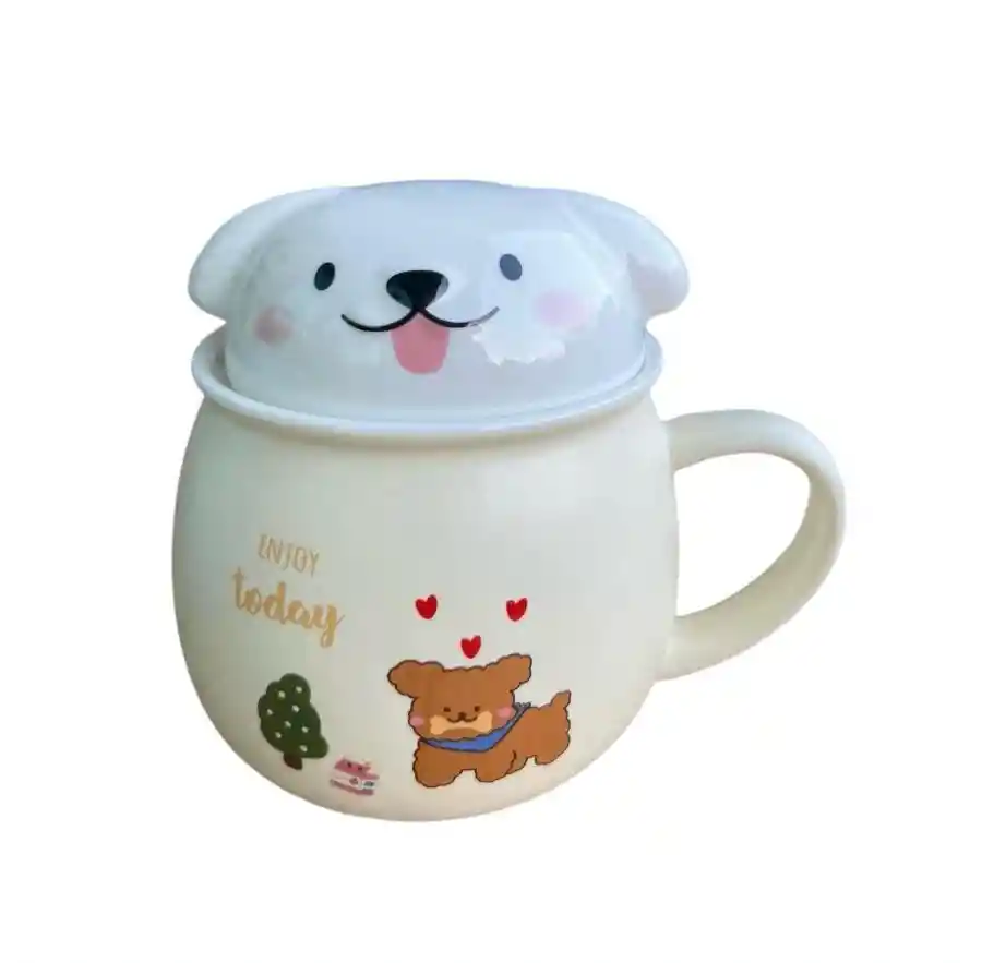 Mug Pocillo Perritos Con Tapa