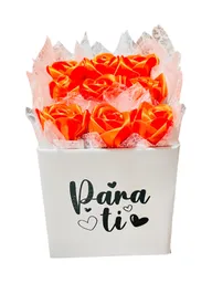 Regalo Admiración Especial Caja De Rosas Naranja Eternas - Flores Inmortalizadas - Flores Eternas Feliz Dia - Feliz Cumpleaños - Amigos -persona Especial