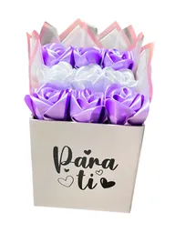 Regalo Para Princesas Especial Caja De Rosas Lila Y Blancas Eternas - Flores Inmortalizadas - Flores Eternas Feliz Dia - Feliz Cumpleaños - Amigos -persona Especial